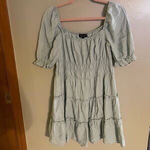 Trixxi Women’s Smock Waist Dress size L Green peasant cottagecore farmhouse boho